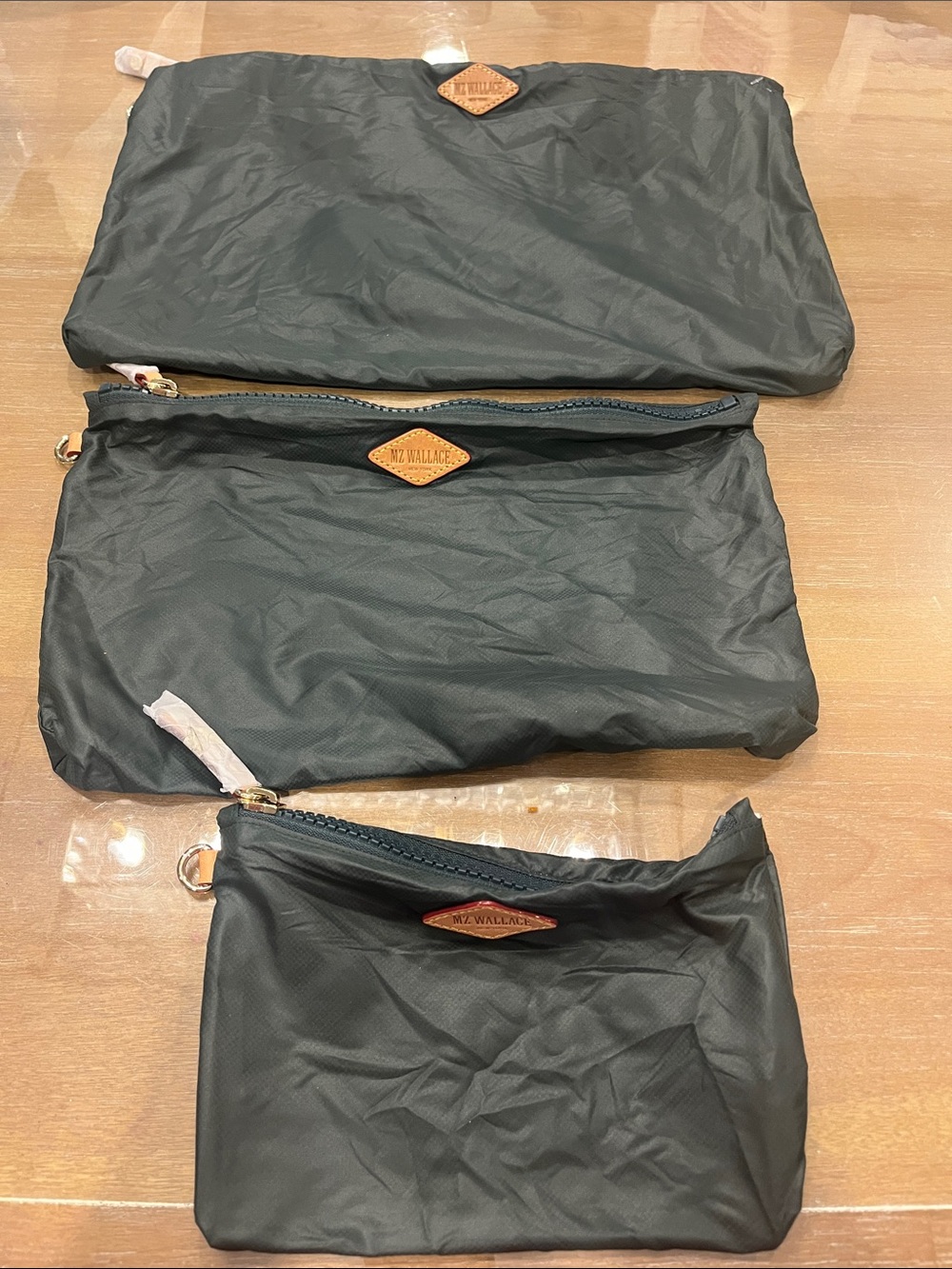 MZ Wallace Dark Green Toiletry Pouch Trio